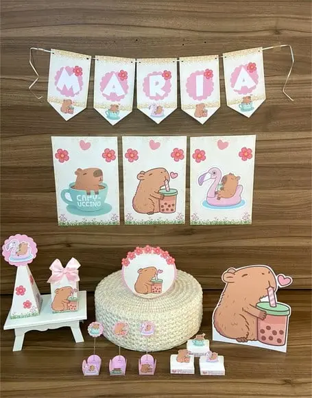 Kit Festa Capivara Menina Personalizado/só Bolinho 100 Itens