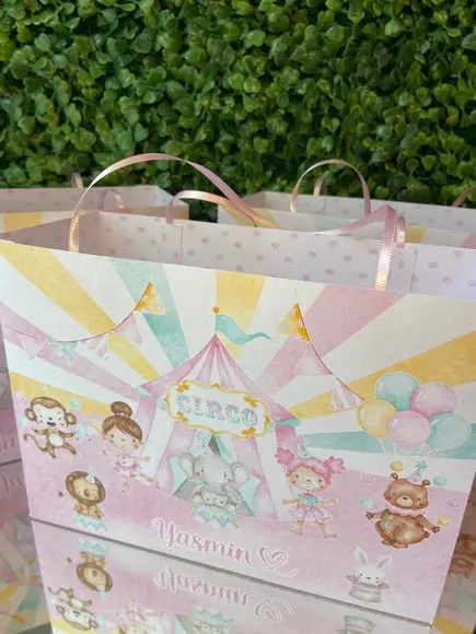 Sacolinha Personalizada Circo Rosa