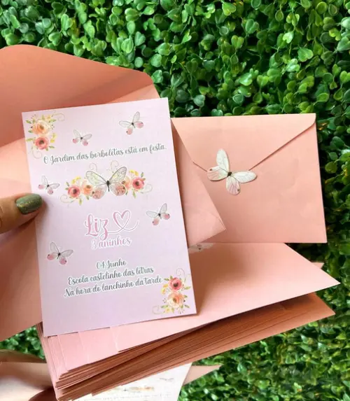 Convite Personalizado Borboleta com Envelope