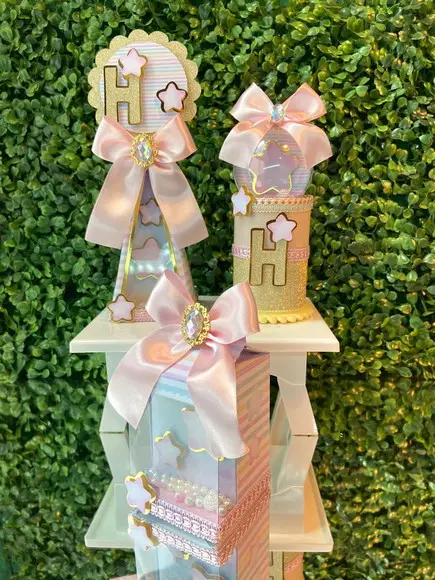 Kit Festa Estrelas Luxo Rosa (15 Peças)