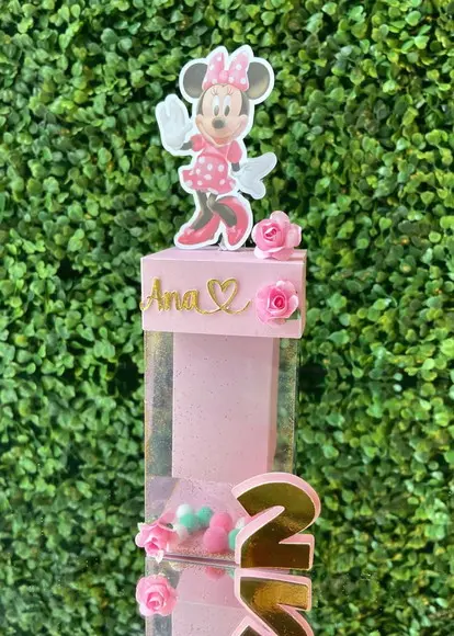 Caixa Alta Acetato Luxo Minnie Rosa