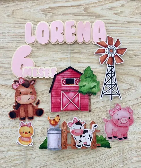 Topo de Bolo Tema Fazendinha Menina