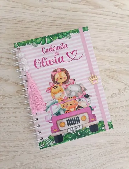 Caderneta de Vacinação Personalizada Safari Menina