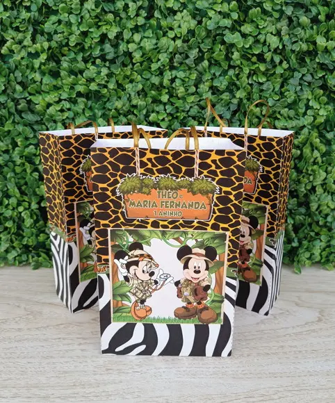 Sacolinha Personalizada Tema Mickey Safari