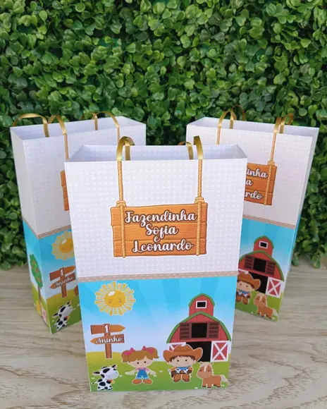 Sacolinha Personalizada Tema Fazendinha