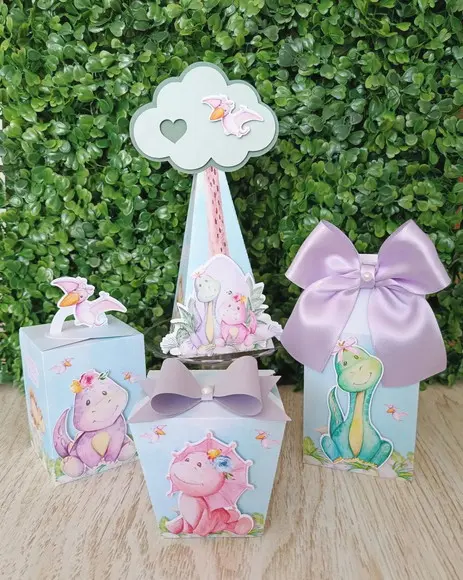 Kit personalizado Dinossauro aquarela menina (20 peças)