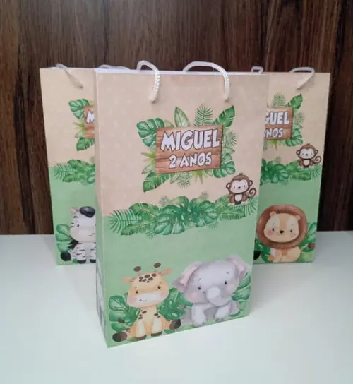 Sacolinhas personalizadas Safari Aquarela