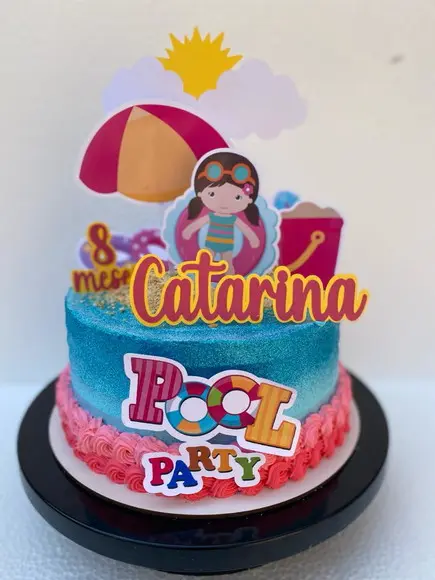 Topo de bolo Pool Party Menina