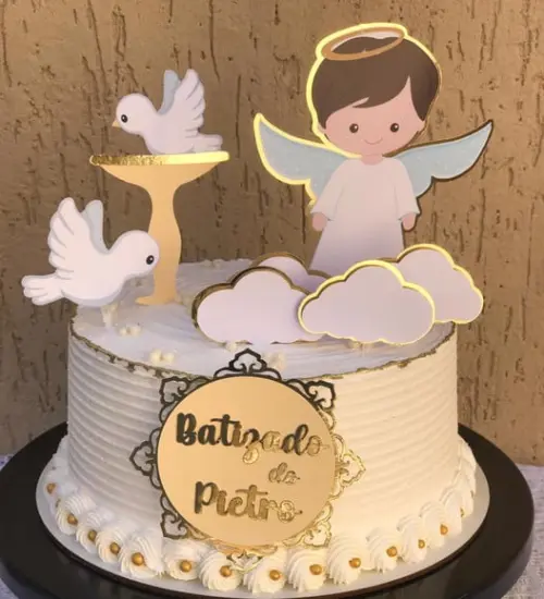 Topo de Bolo Batizado Menino