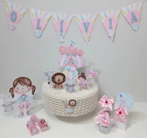 Kit Personalizado Festa Em Casa Circo Menina Aquarela