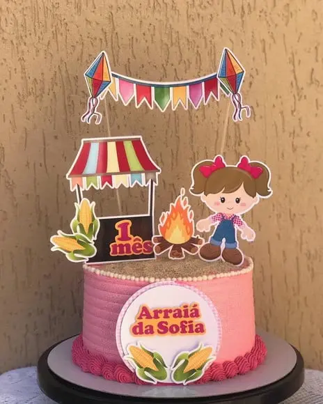 Topo de bolo Festa Junina menina