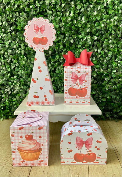 Kit Festa Personalizado Tema Cerejinhas (10 Peças)