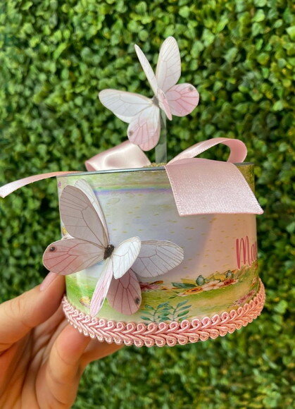 Tubo Lata Personalizada Jardim das Borboletas