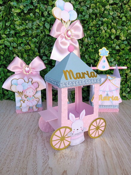 Kit Personalizado Circo Rosa Aquarela Luxo (20 Peças)