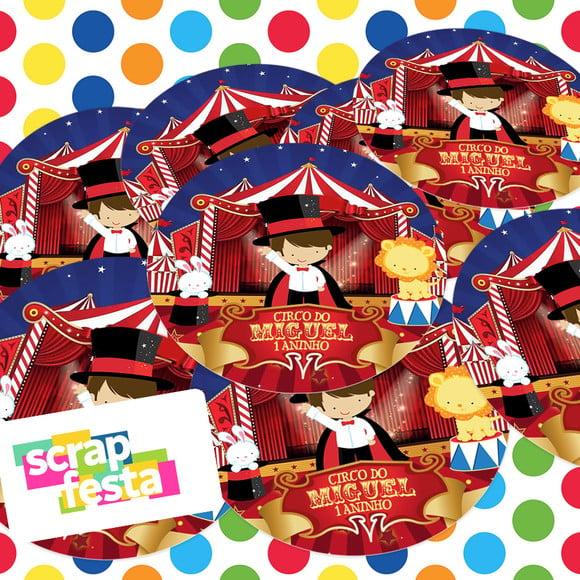 Adesivo 5 cm Redondo Personalizado Festa Circo