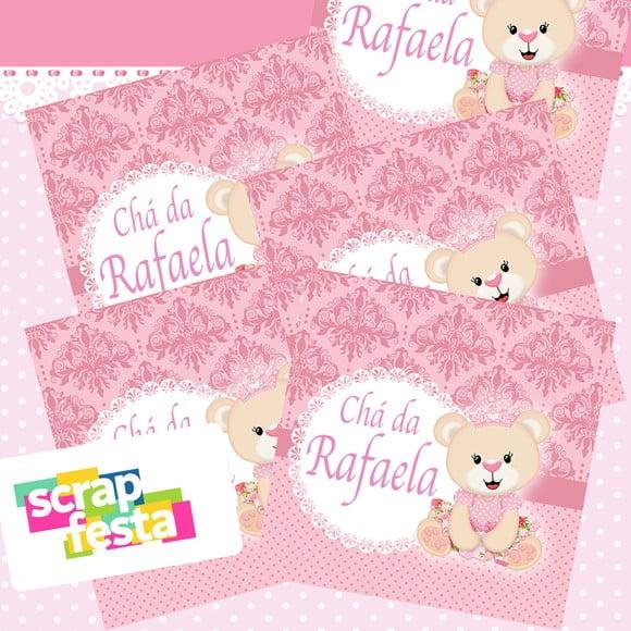 Adesivo Personalizado Quadrado 10x10 Chá de Menina Ursa