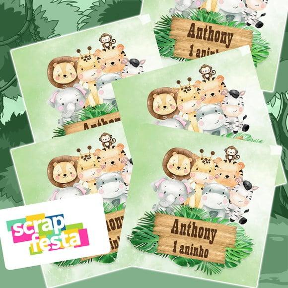 Adesivo Personalizado Quadrado 10x10 Safari Aquarela