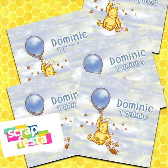 Adesivo Personalizado Quadrado 10x10 Ursinho Pooh Vintage