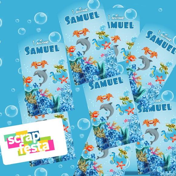Adesivo Personalizado Retangular 4x7 Fundo do Mar