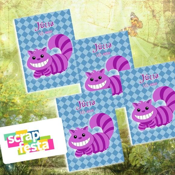 Adesivo Personalizado Retangular 6x8 Alice Gato de Cheshire