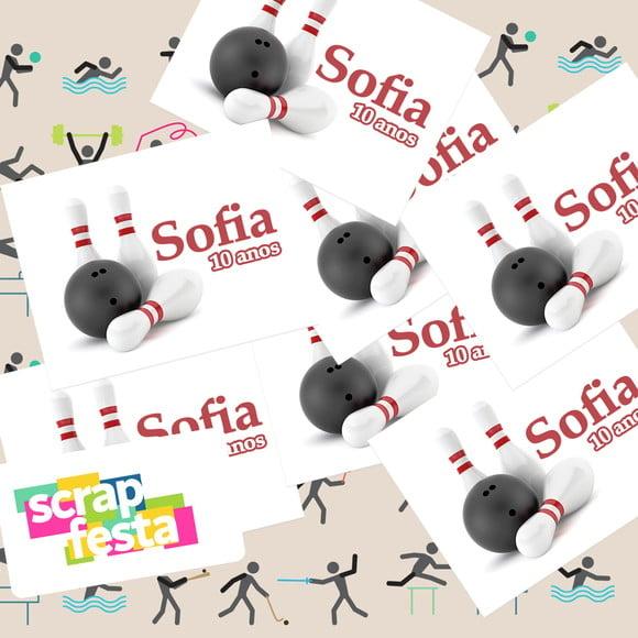Adesivo Personalizado Retangular Festa Boliche