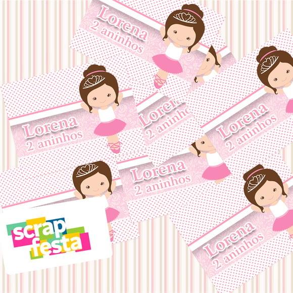 Adesivo Personalizado Retangular Festa Bailarina