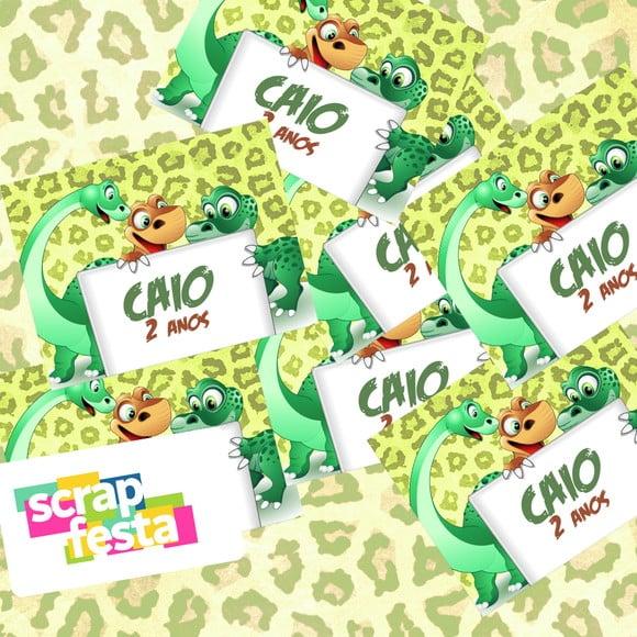 Adesivo Personalizado Retangular Festa Dinossauro