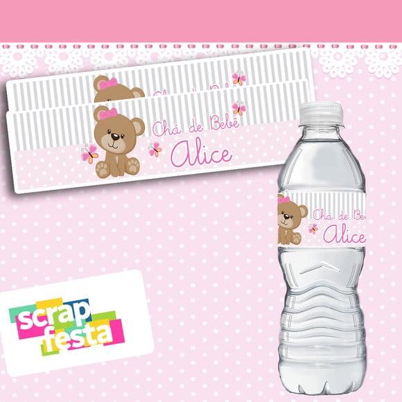 Adesivo Personalizado Rótulo de água 5x19,5 Chá de Menina