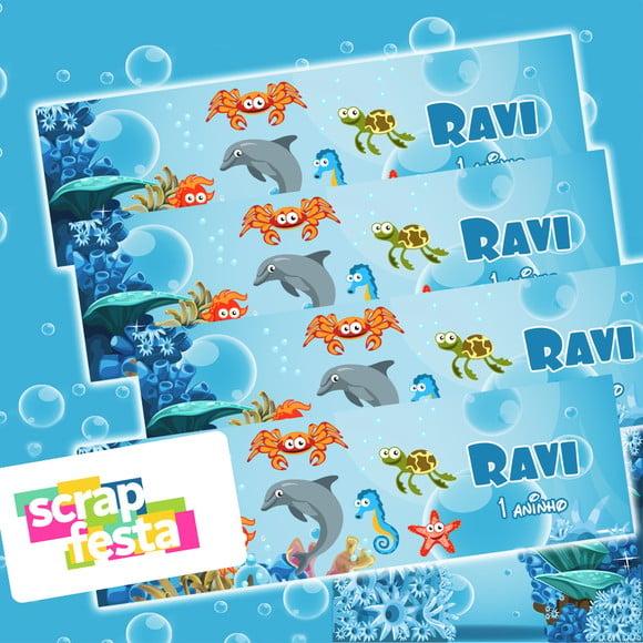 Adesivo Retangular Personalizado 7x2 Fundo do Mar
