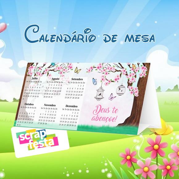 Calendário de Mesa Festa Jardim Encantado Aquarela
