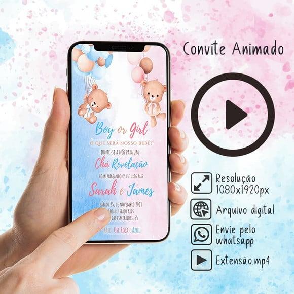 Convite Animado Festa Chá de Revelação