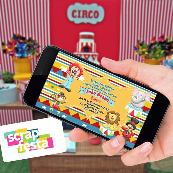 Convite Arte Digital Personalizado Festa Circo