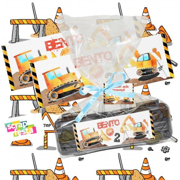 Estojo+embalagem+tag Festa Construção Trator