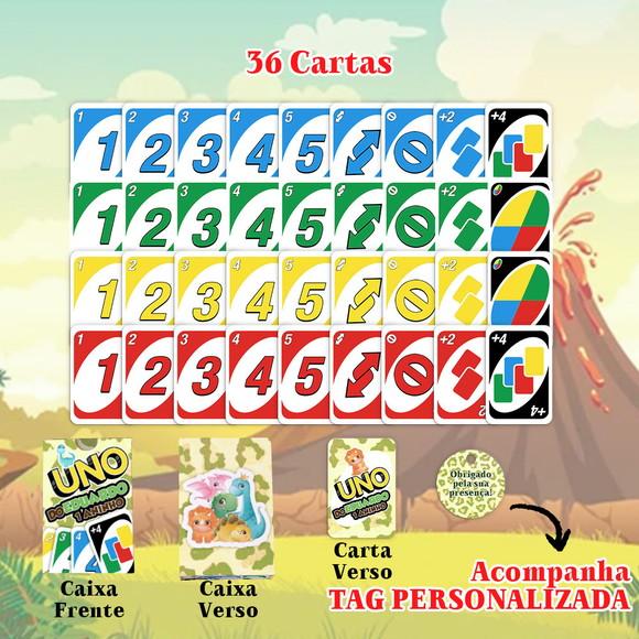 Jogo Uno Festa Dinossauro + Saquinho, Fitinha e Tag