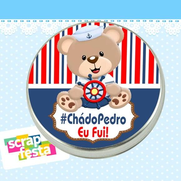 Latinha Chá de Menino Festa Urso Marinheiro