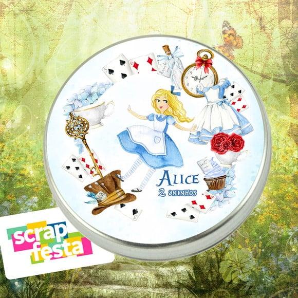 Latinha Personalizada Alice No País Das Maravilhas Aquarela