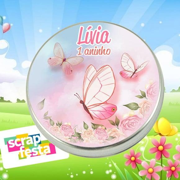 Latinha Personalizada Jardim Encantado Borboleta Aquarela
