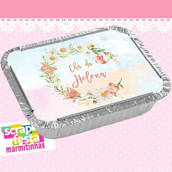 Marmitinha Personalizada Chá Menina Aquarela Flor Borboletas