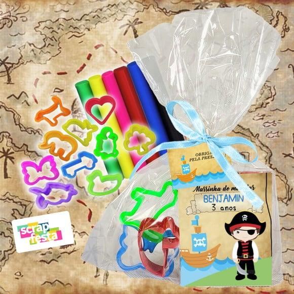 Massinha+ Embalagem+tag+3 Forminhas Festa Piratas
