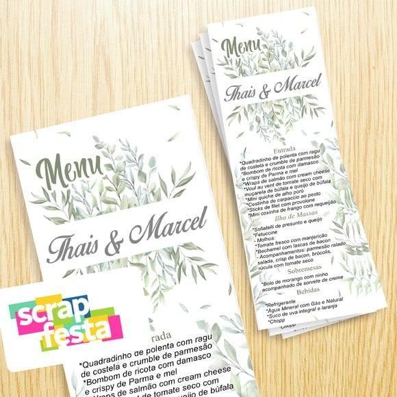 Menu Cardápio Personalizado Casamento Elegante Aquarela
