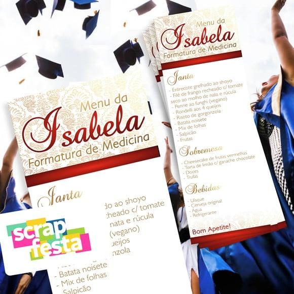 Menu Cardápio Personalizado Festa Formatura