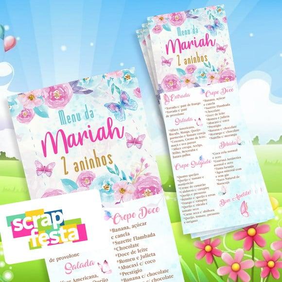 Menu Cardápio Personalizado Festa Jardim Encantado Aquarela