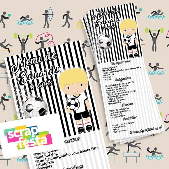 Menu Cardápio Personalizado Festa Futebol Esporte