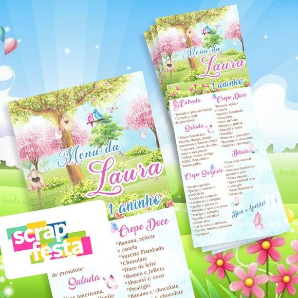 Menu Cardápio Personalizado Festa Jardim Encantado Aquarela