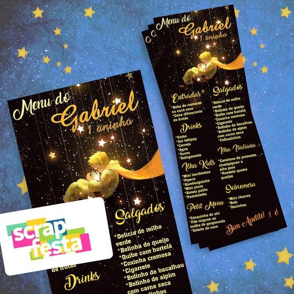 Menu Cardápio Personalizado Festa o Pequeno Príncipe