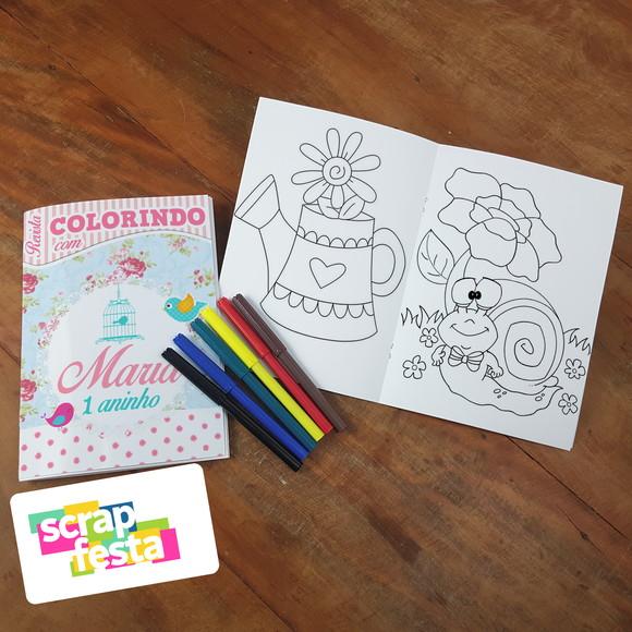 Revista Colorir + Canetinha Festa Jardim Encantado