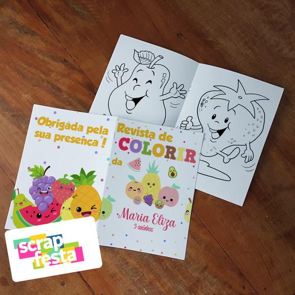 Revista Colorir + Giz Cera Festa Hortifrúti/frutas/quitanda