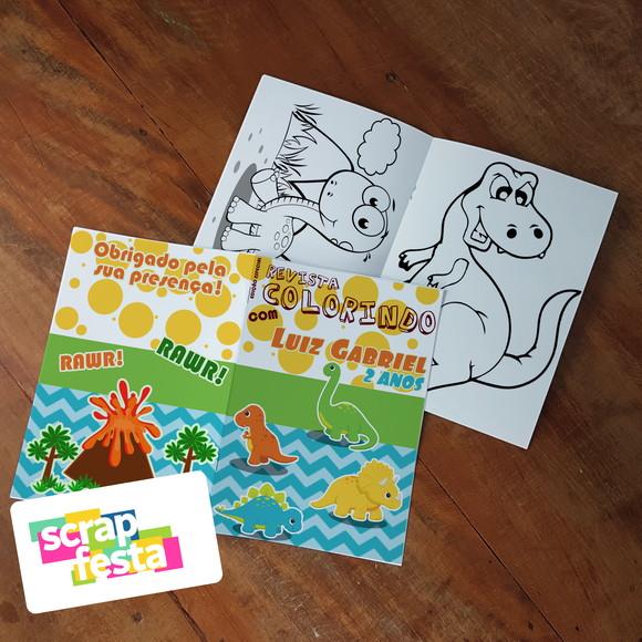 Revista Colorir + Giz de Cera Dinossauro