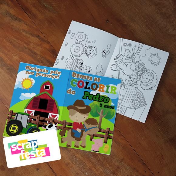 Revista Colorir + Giz de Cera Festa Fazendinha
