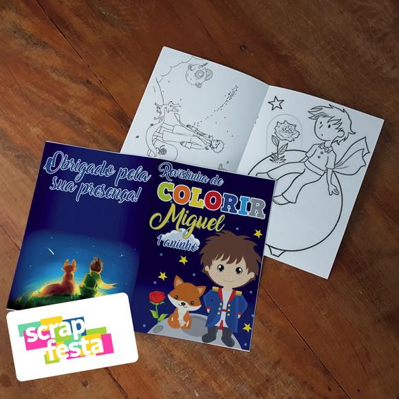 Revista Colorir + Giz de Cera Festa o Pequeno Príncipe Cute